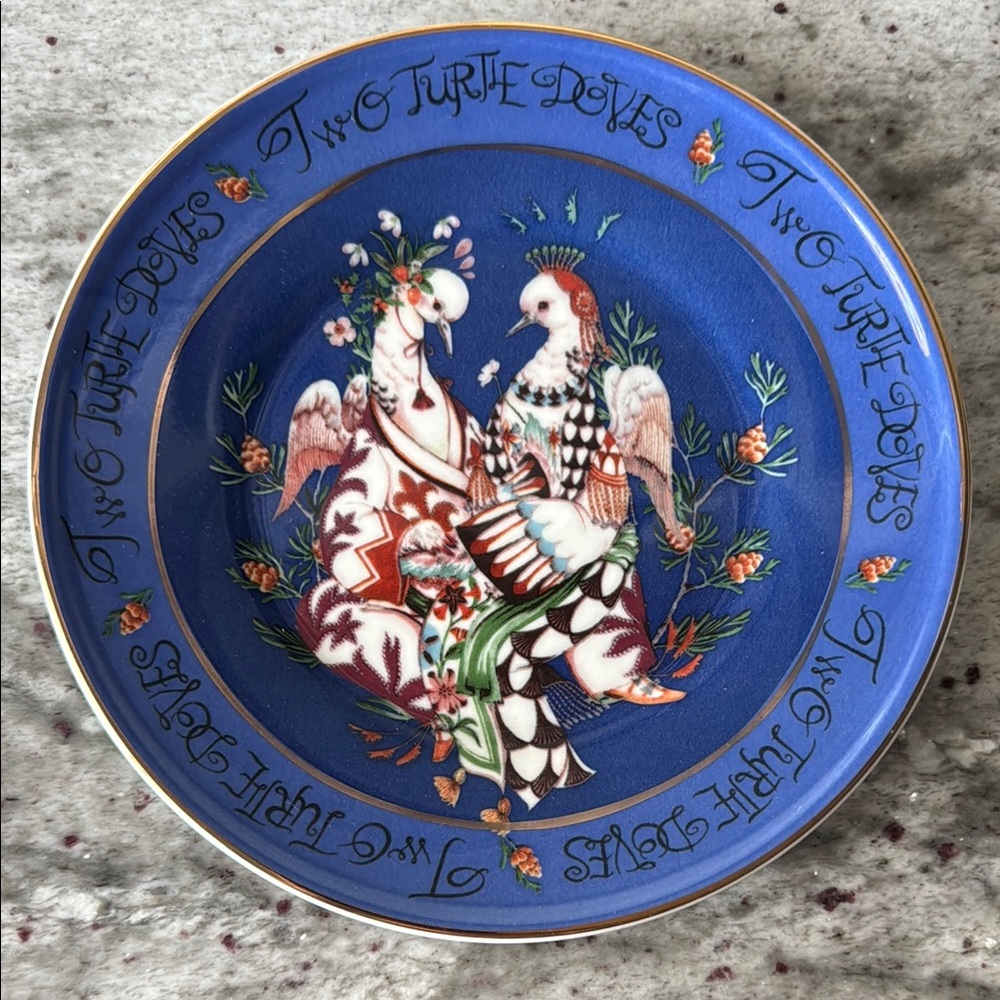 NWT Anthropologie Two Turtle Doves Christmas Dessert Plate